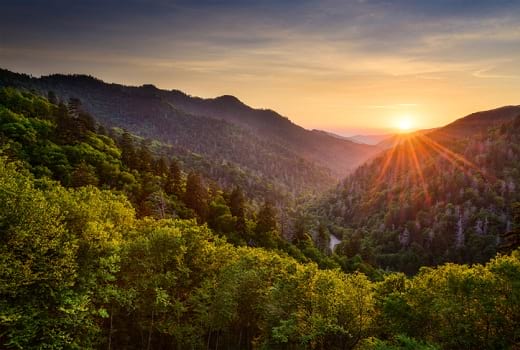Sonnenaufgang über den Great Smoky Mountains